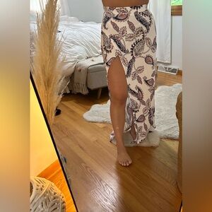 White paisley maxi skirt